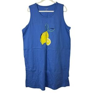 NWOT Dreams Co. 12/20 L Women's Blue Lemon Night‎ Gown Sleepwear Tank Top